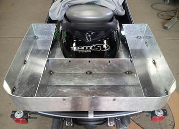 extra gas cans and cooler rack