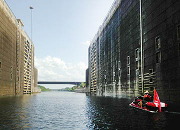 head on view of three modified jetskis